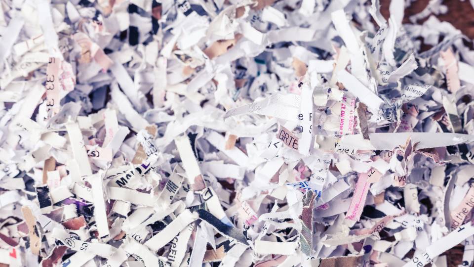 Confidential paper shredding in a bag