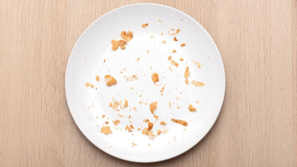 crumbs on plate 