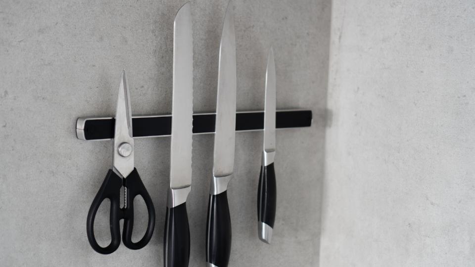 Knives hanging on wall