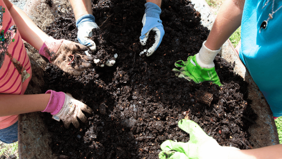 photo of people composting for a circular economy