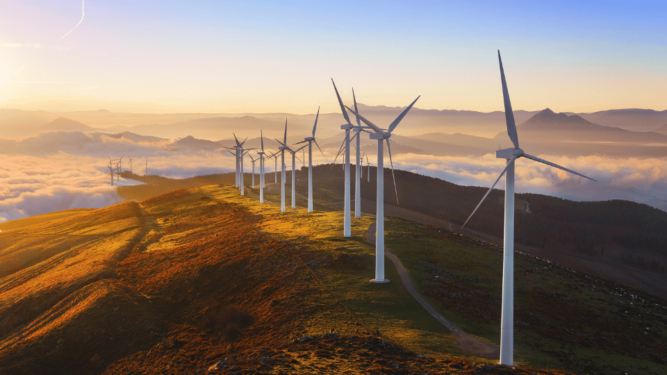 photo of windmills producing sustainable energy
