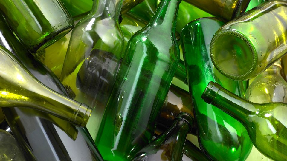 A photo of lots of glass bottles