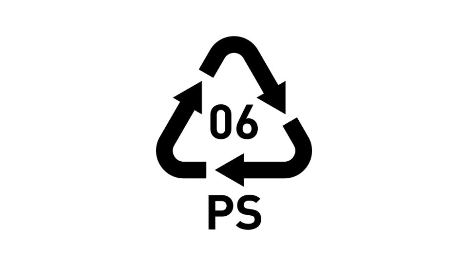 Code 6 PS plastic recycling symbol