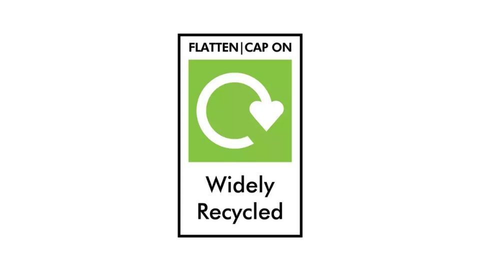 Flatten with cap on recycling symbol