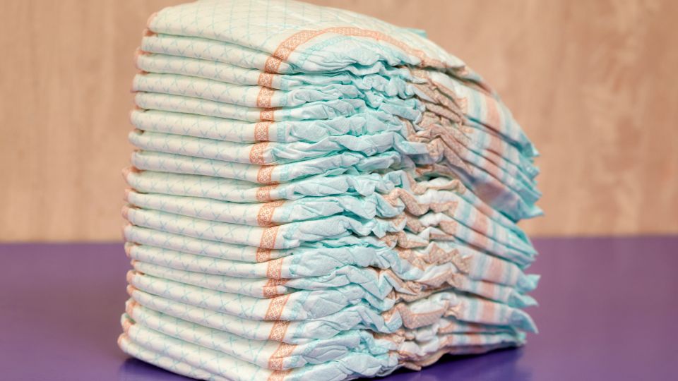 photograph of a stack of clean nappies