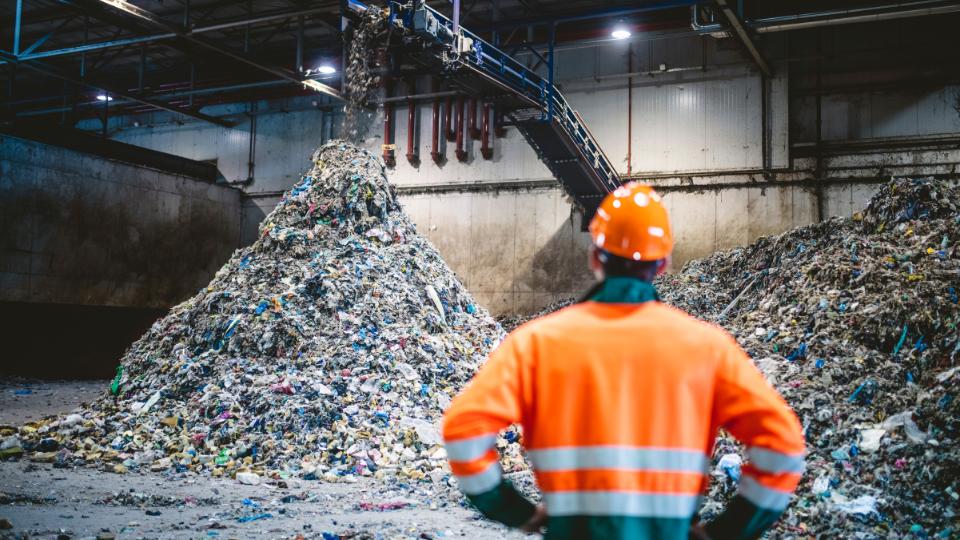 Piles of rubbish as a commercial waste recycling facility