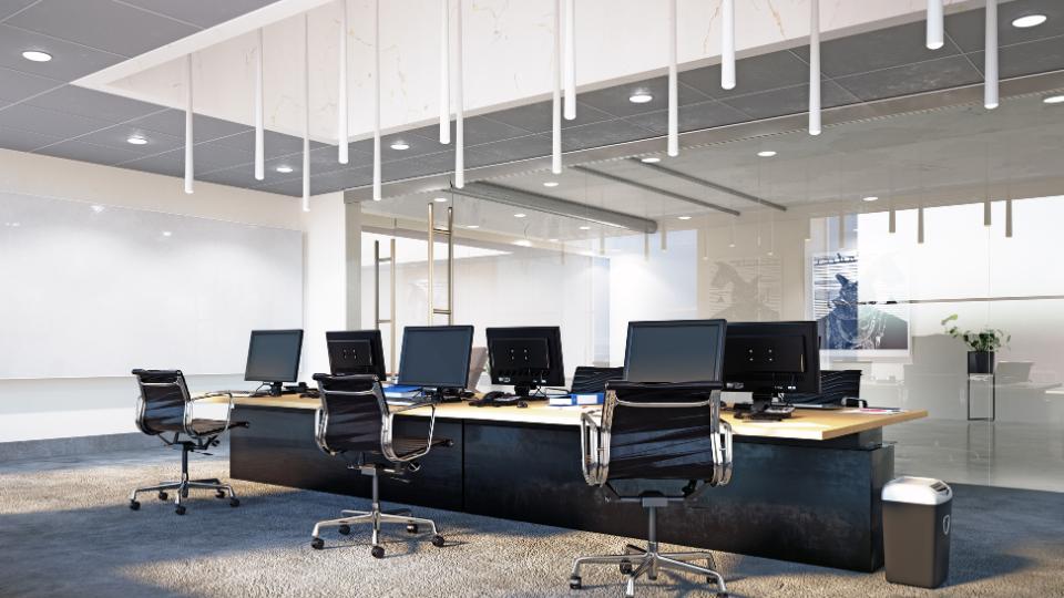 Inside an office with black chairs