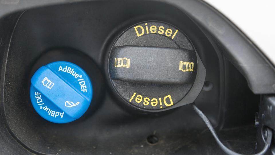 Adblue and diesel petrol caps on a car