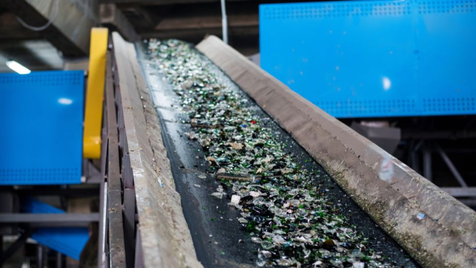 Glass shards being recycled