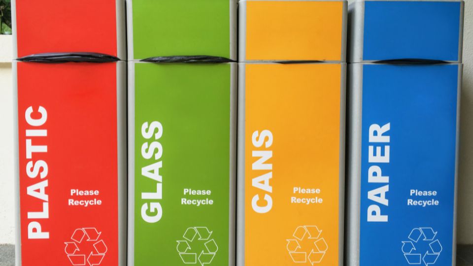 Multiple types of recycling bins