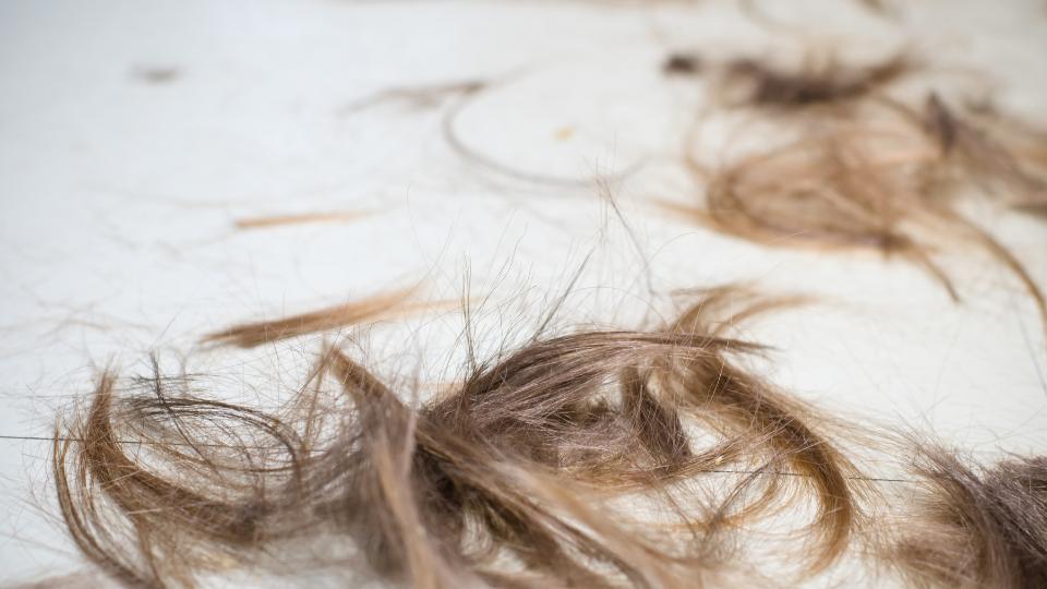 bits of hair on the floor after a haircut 