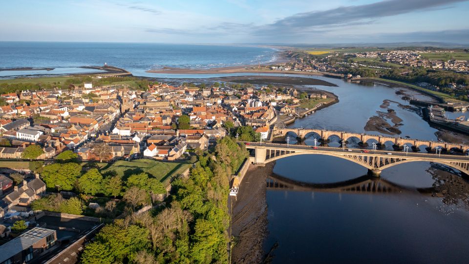 Berwick upon Tweed city centre from an aerial view