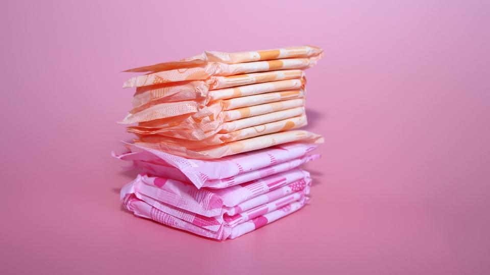 a stack of sanitary pads