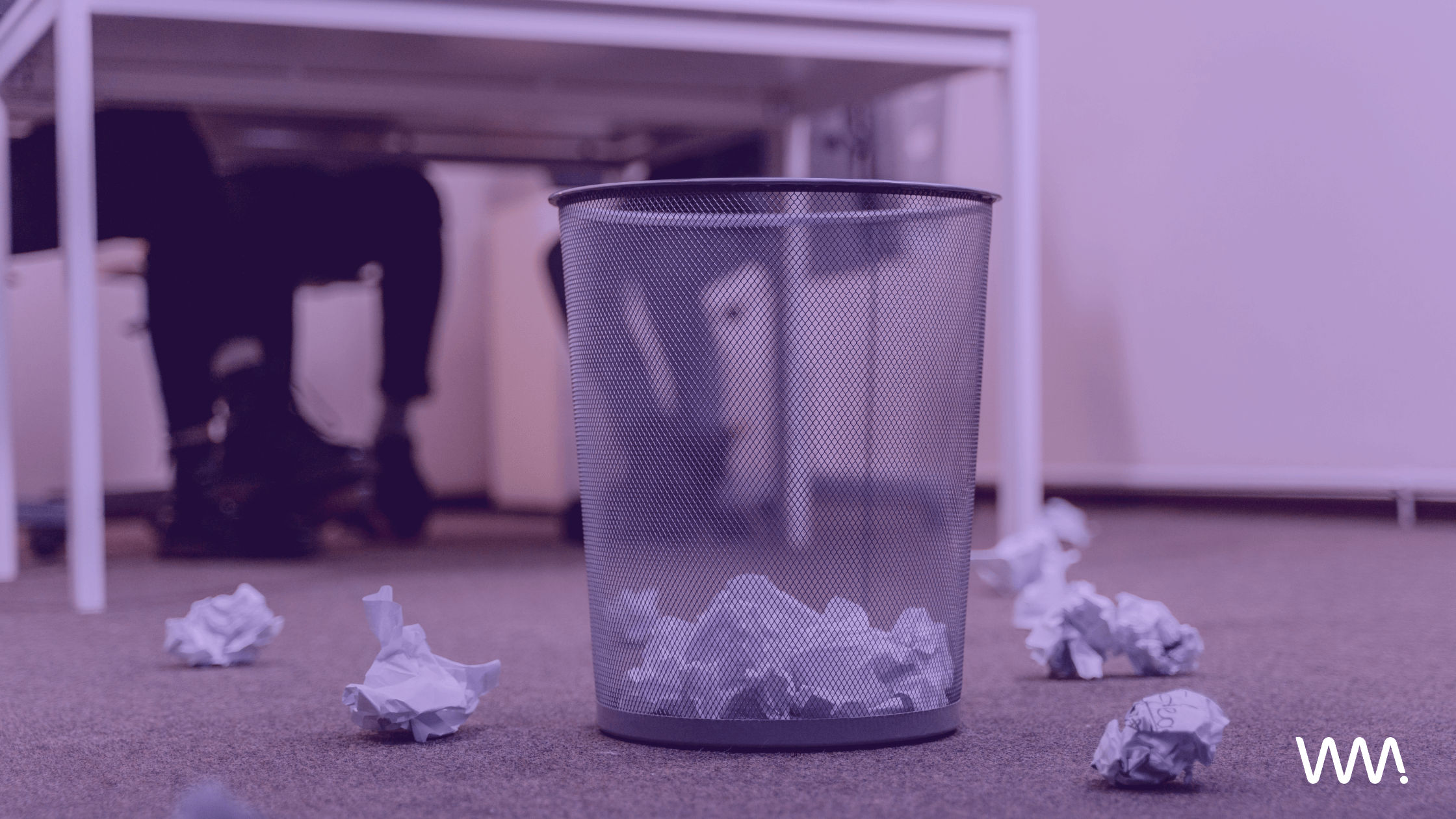 paper waste on office floor