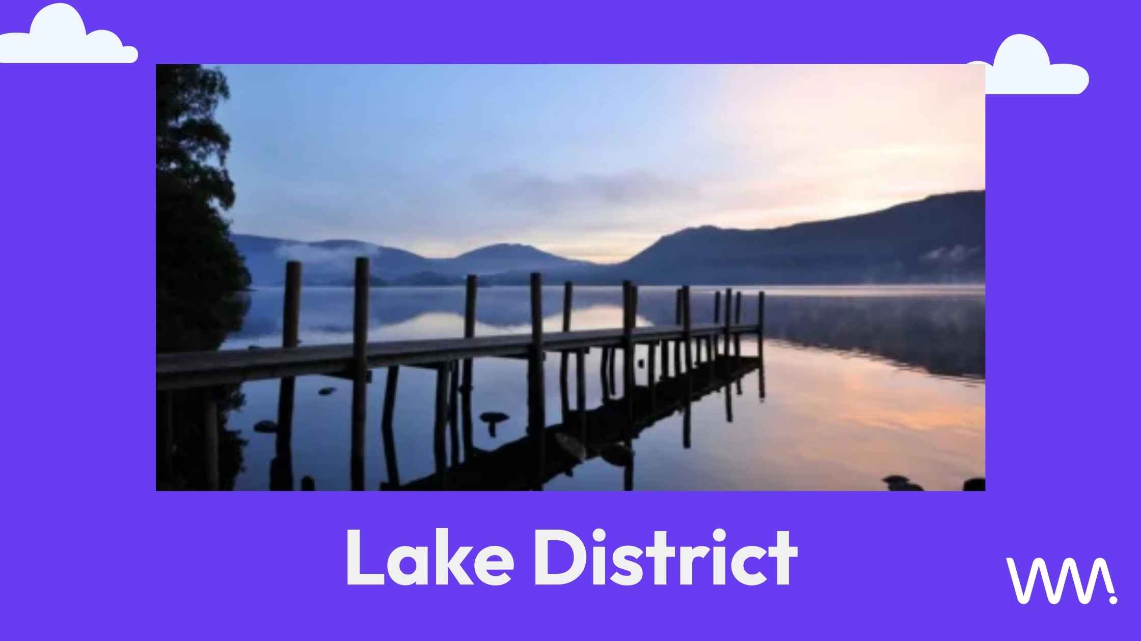 Lake District sunset with hills near lake